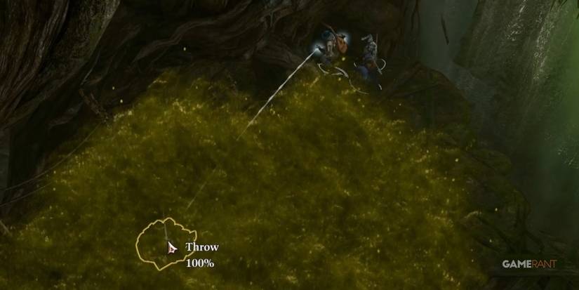 Baldur's Gate 3 Throwing An Object Over The Noxious Fume Vent