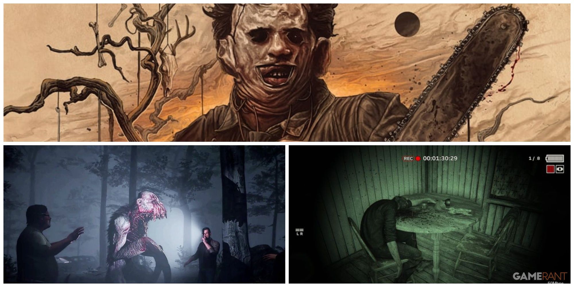 Texas chain saw massacre, In Silence, and Outlast games