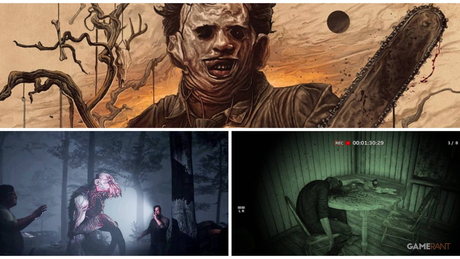 Texas chain saw massacre, In Silence, and Outlast games