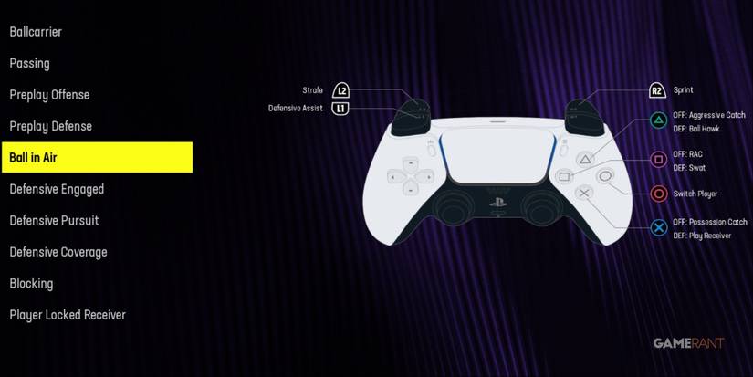 Madden NFL 24 Ball In Air Controller Layout