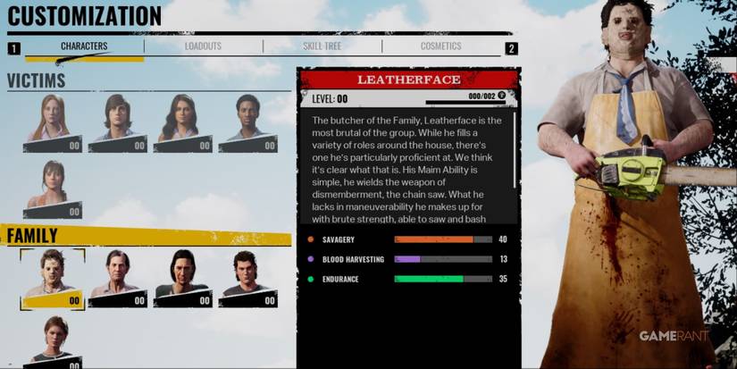 Texas Chain Saw Massacre Leatherface Customization Page