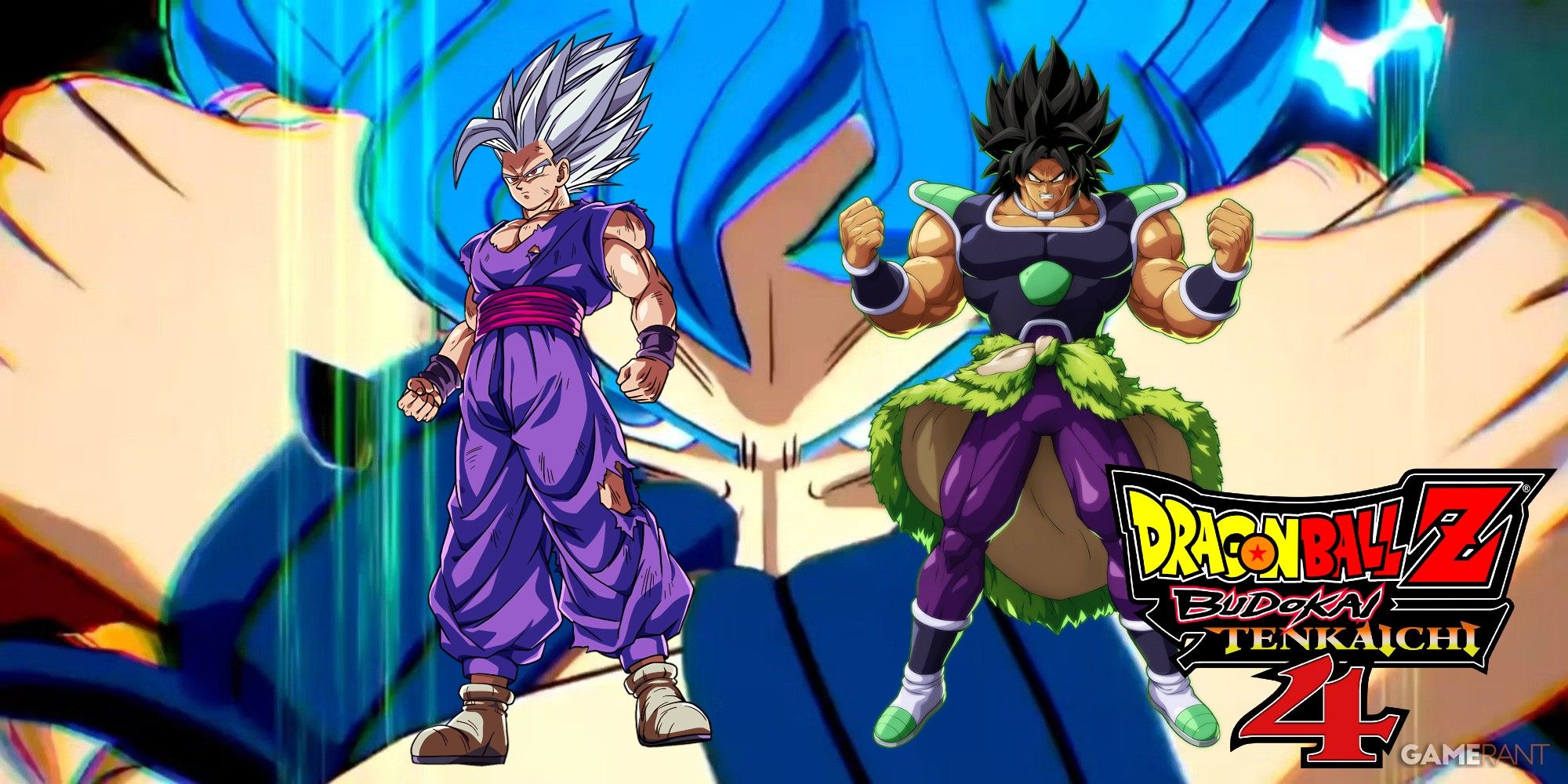 Gohan and DBS Broly with Budokai Tenkaichi 4 logo