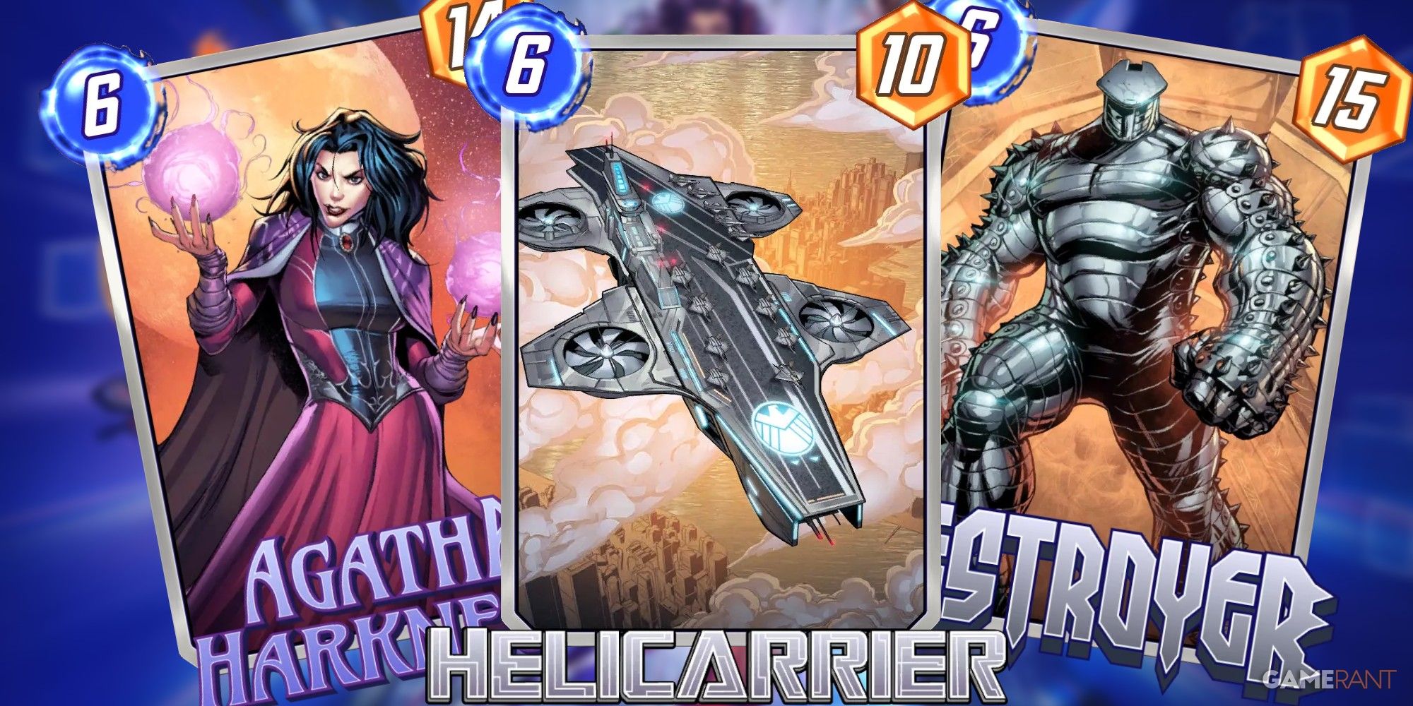 agatha, helicarrier, and destroyer in marvel snap