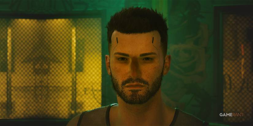 Cyberpunk 2077 male V looking at camera close-up