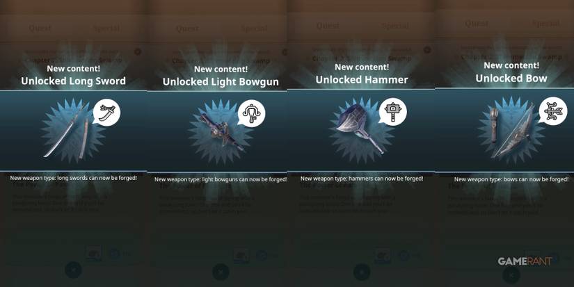 monster hunter now weapon types