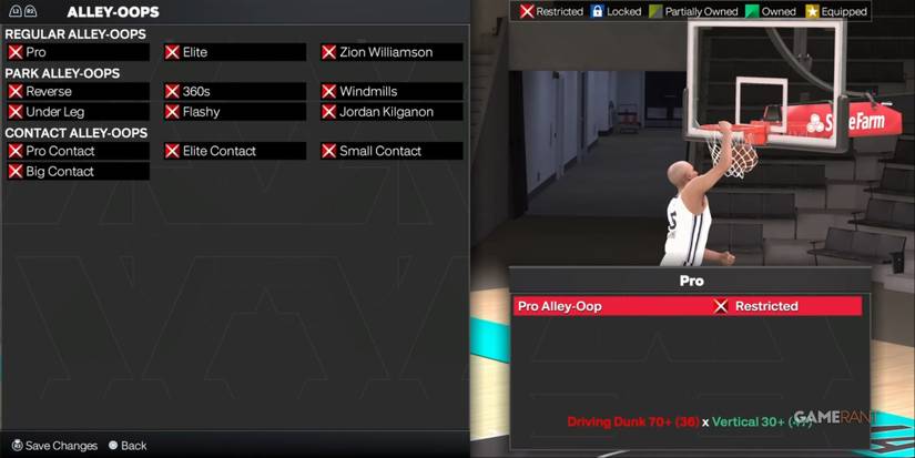 NBA 2K24 Alley-Oop Dunk Selection