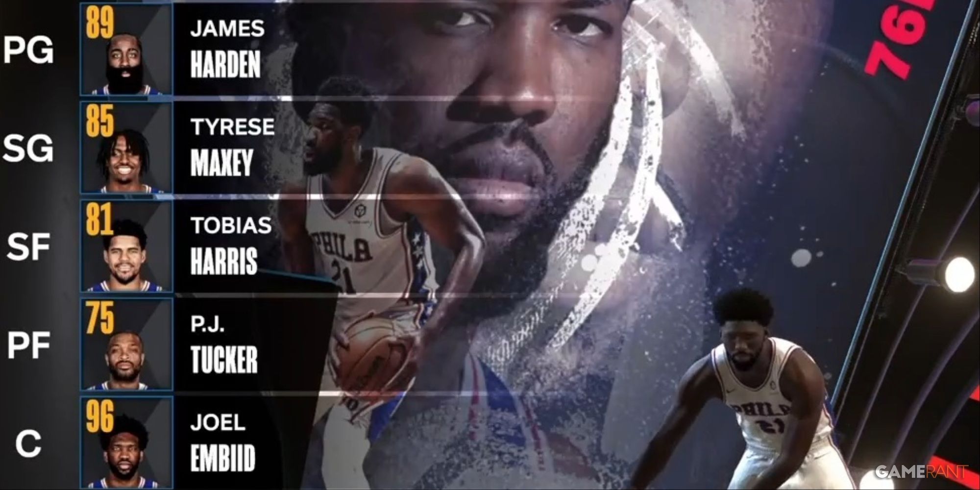 NBA 2K24 Philadelphia 76ers Preseason Starting Lineup