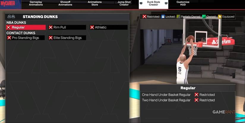 NBA 2K24 Standing Dunk Selection