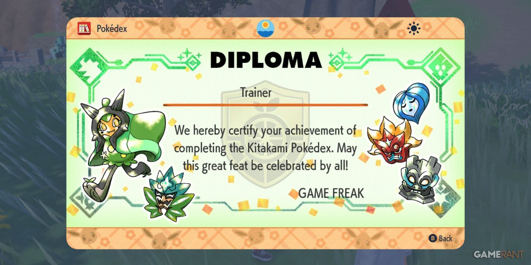 pokemon scarlet violet kitakami dex diploma