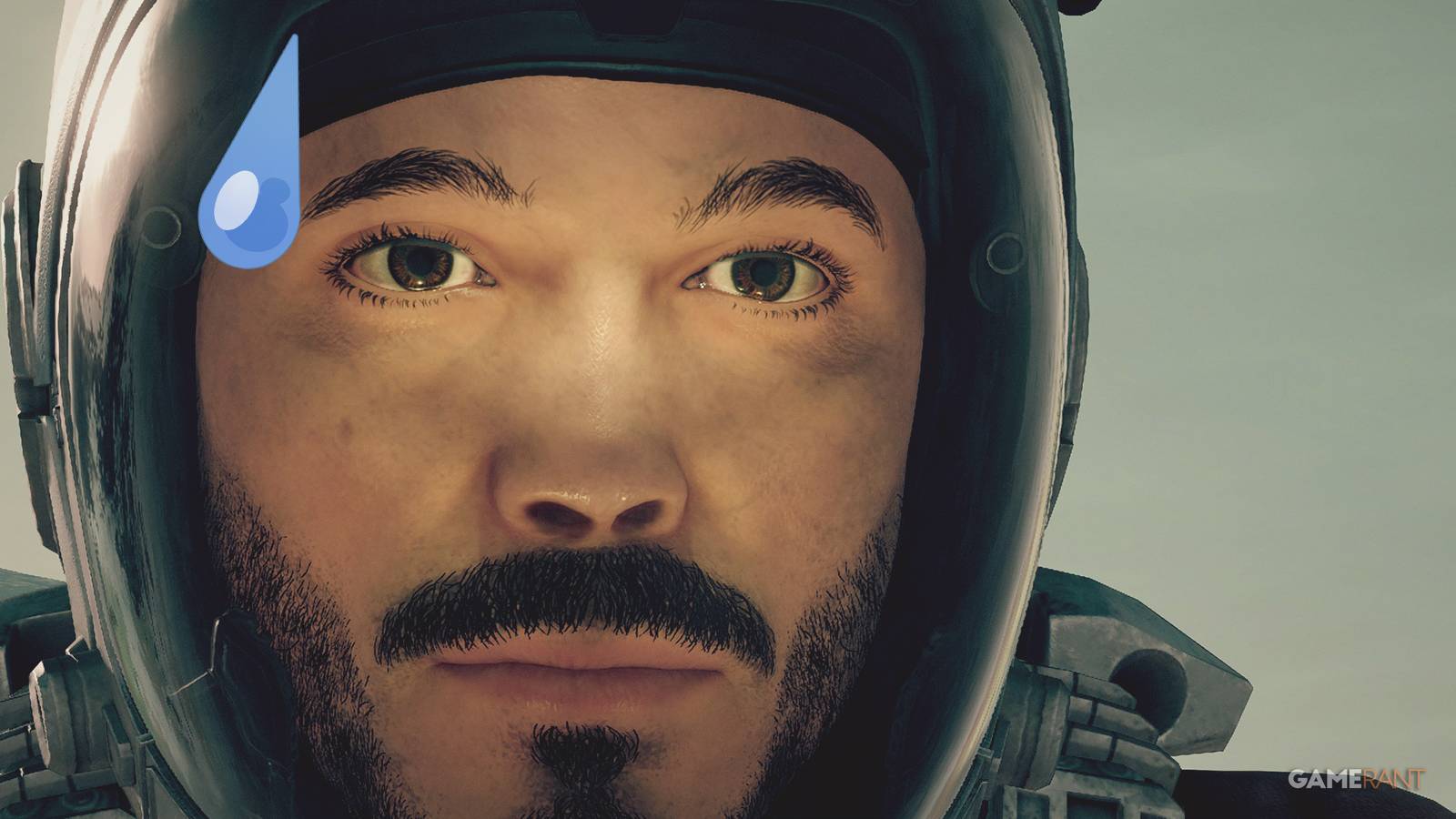 Starfield character close-up with anime sweat brow