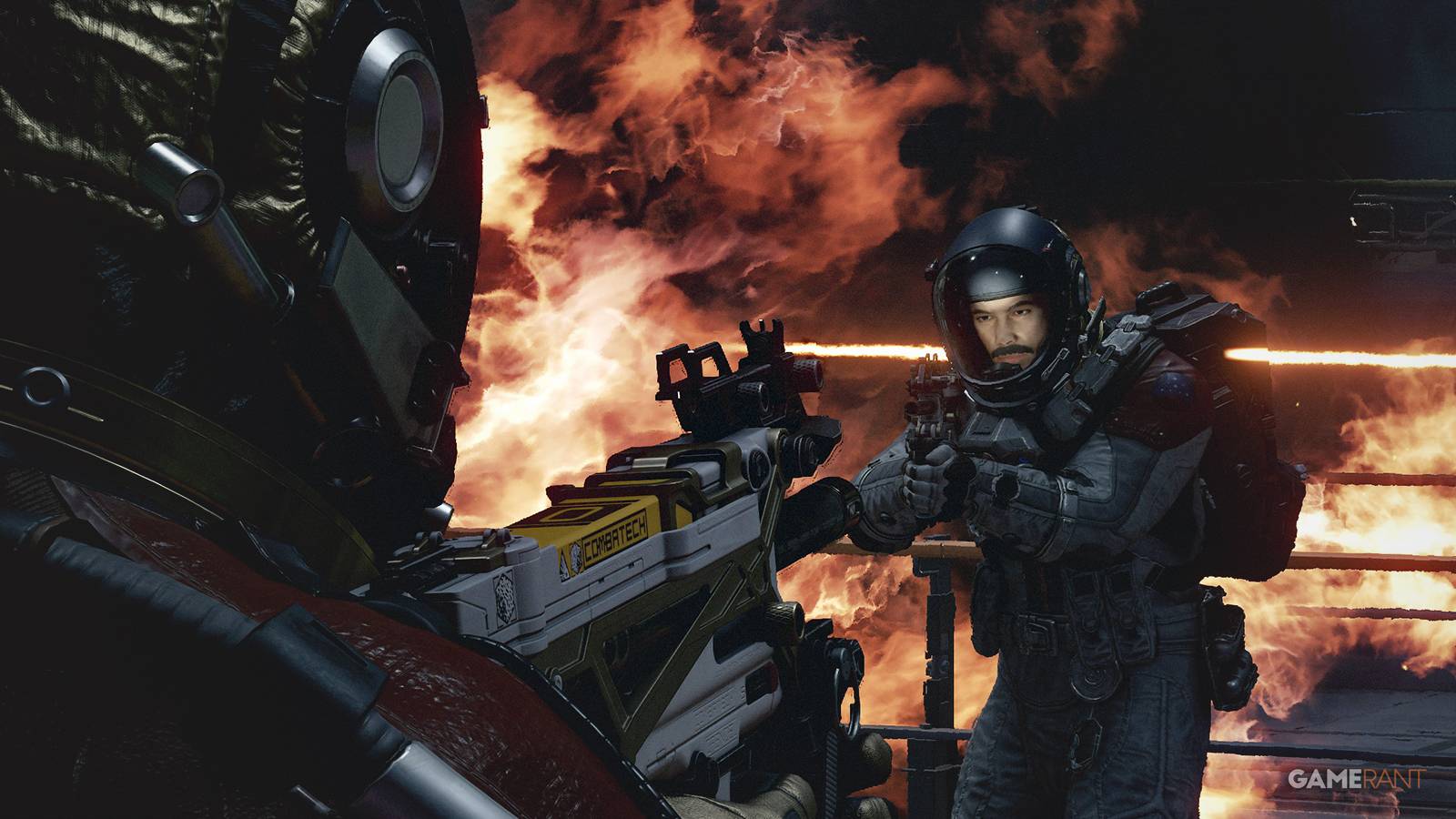 Starfield combat standoff fire background