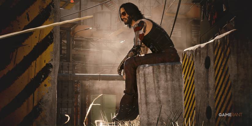 Cyberpunk 2077 Phantom Liberty Johnny Silverhand sitting on concrete block