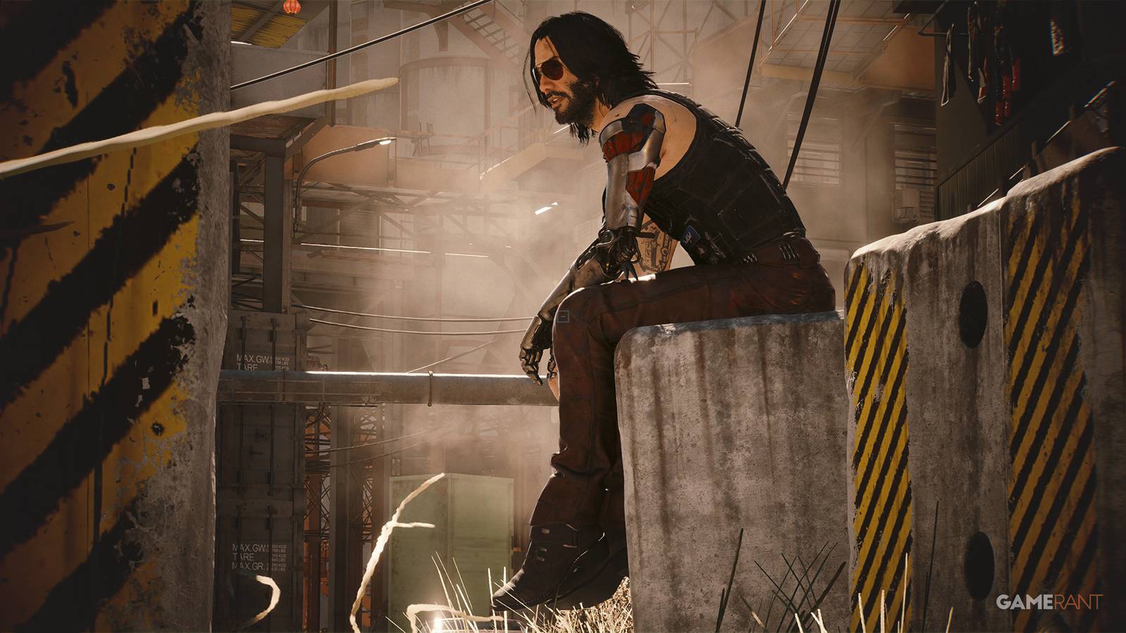 Cyberpunk 2077 Phantom Liberty Johnny Silverhand sitting on concrete block