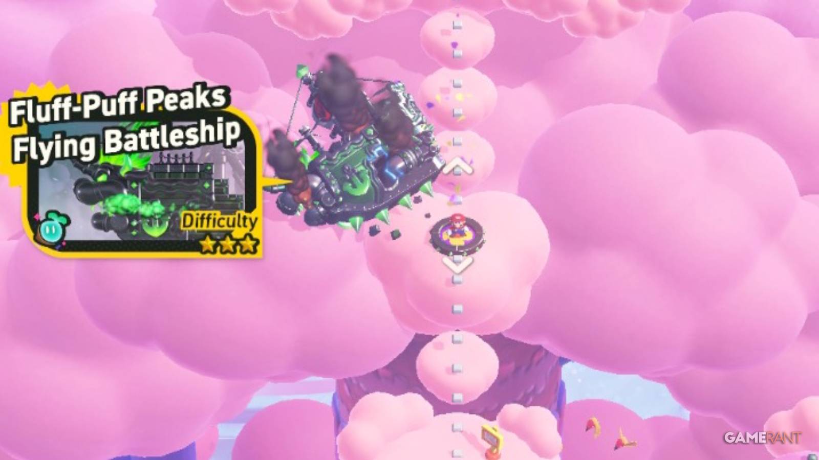 fluff puff peaks flying battleship course mario wonder