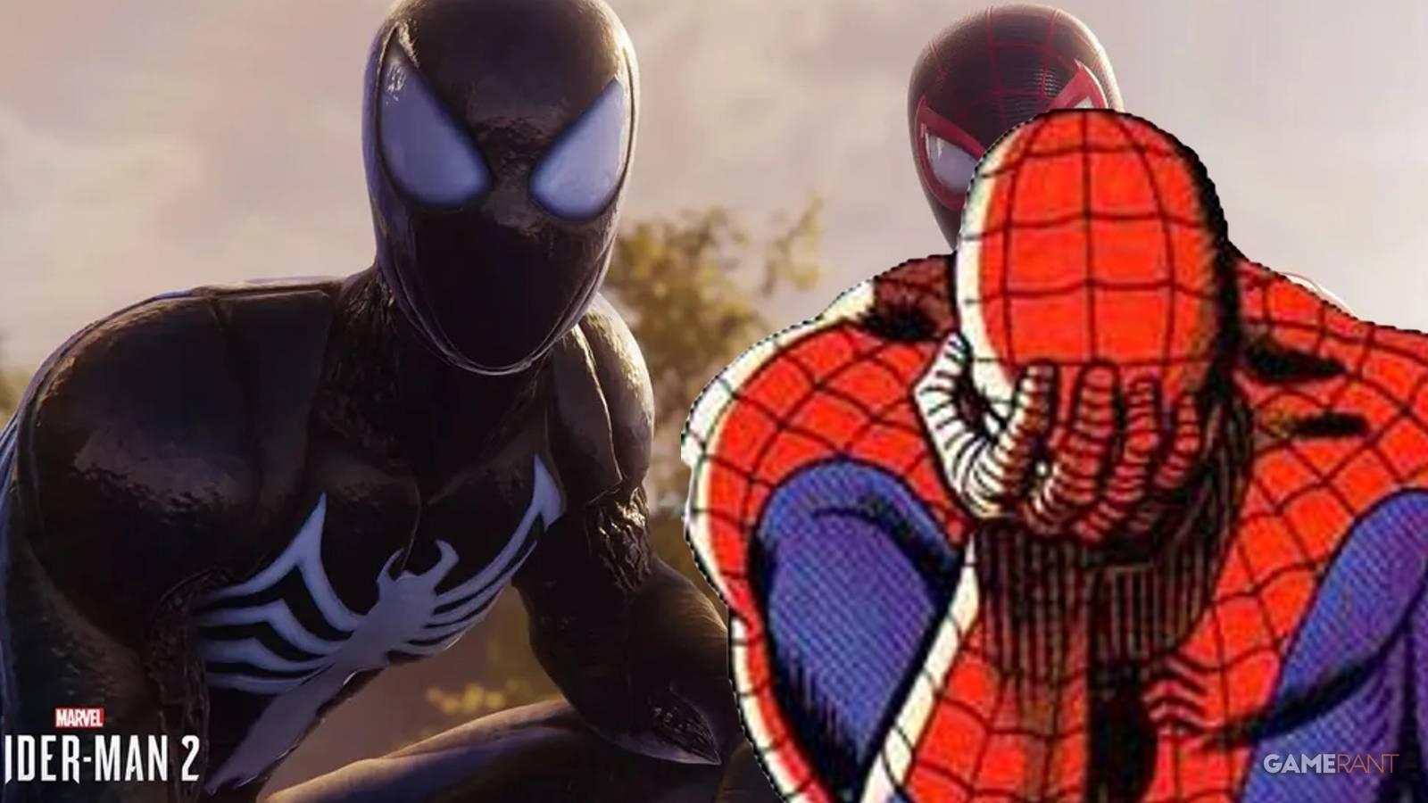 Disappointed Spider-Man in front of Spider-Man 2