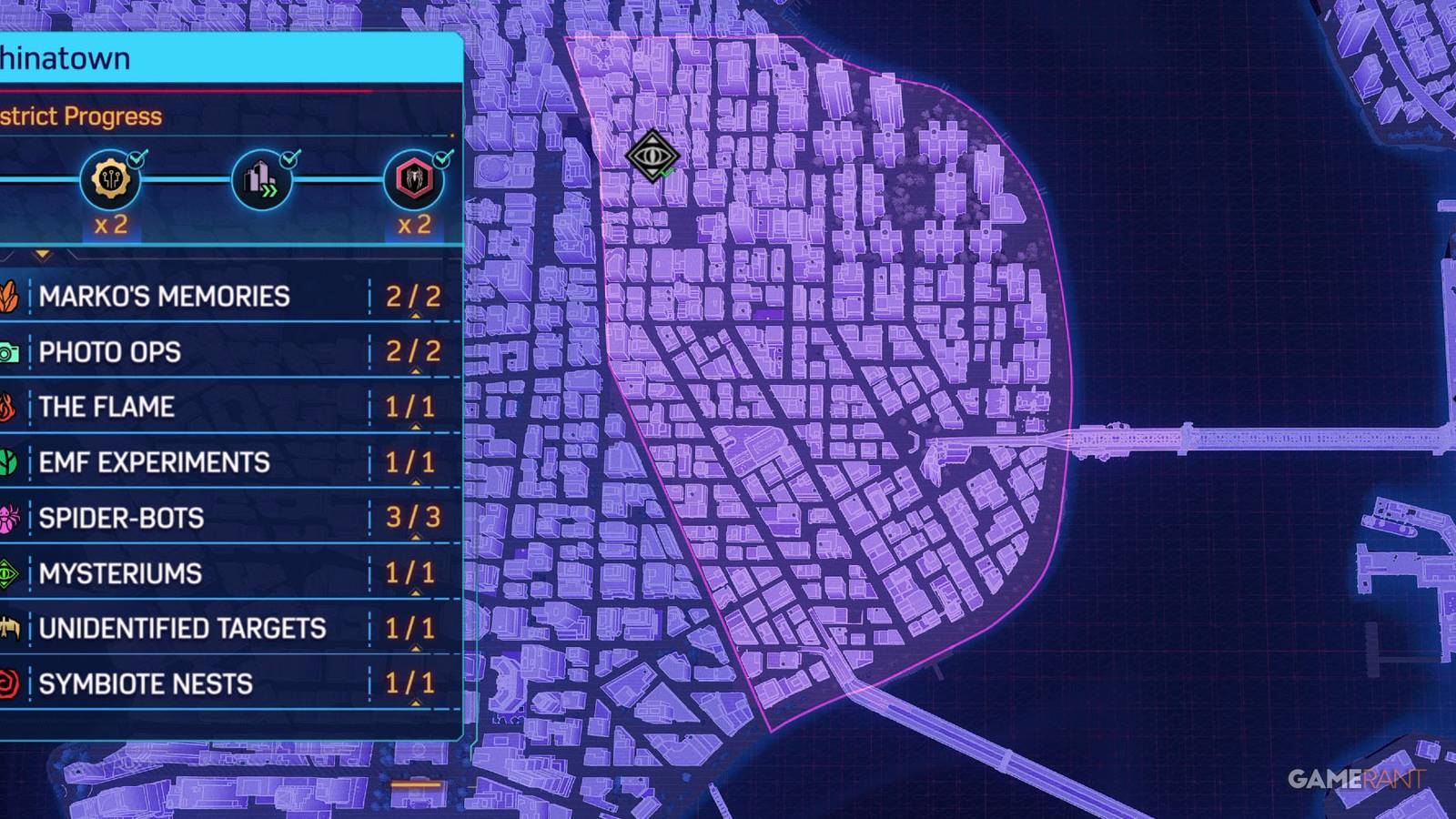 A map of Chinatown in Marvel's Spider-Man 2