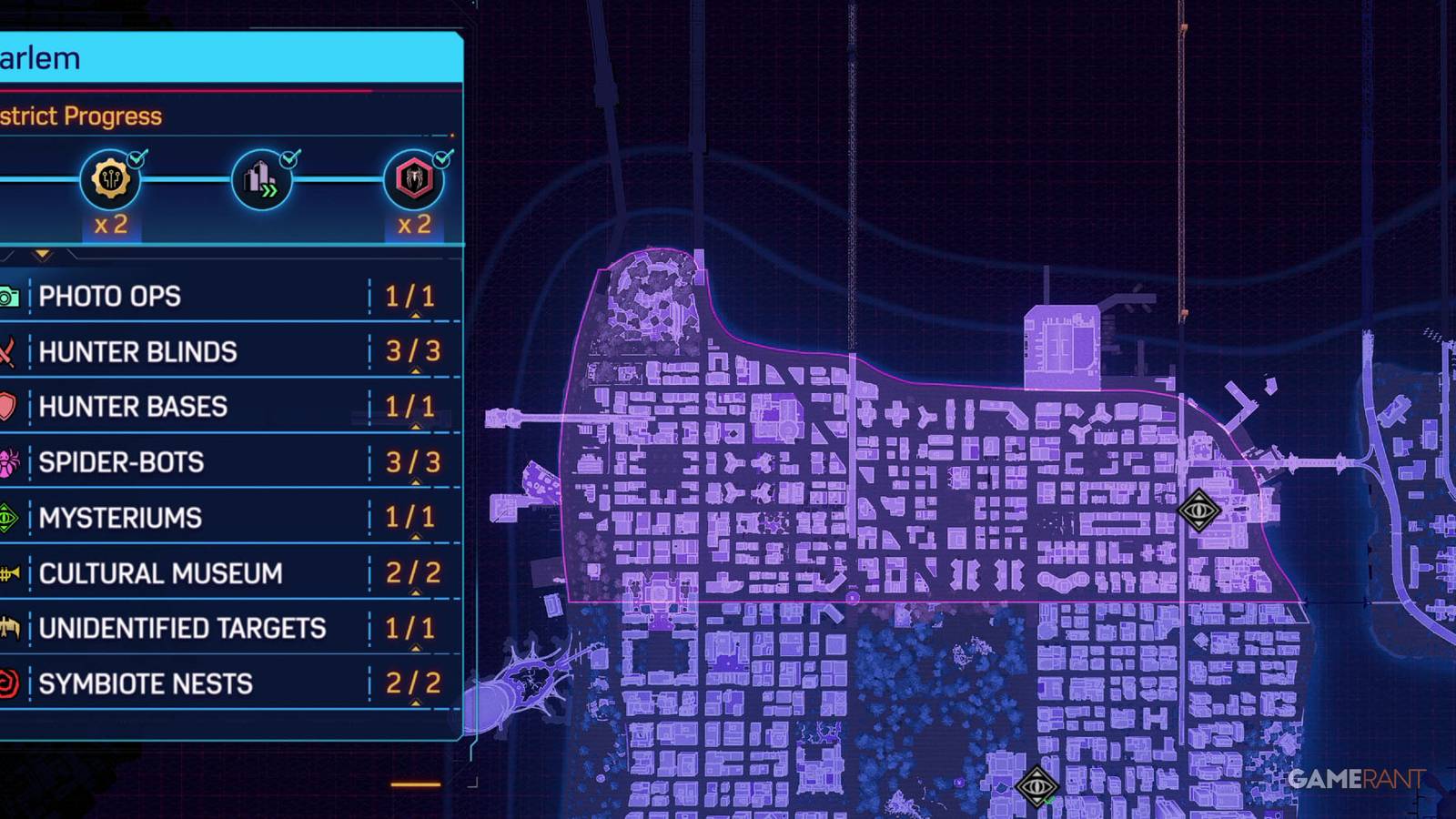 A map of Harlem in Marvel's Spider-Man 2