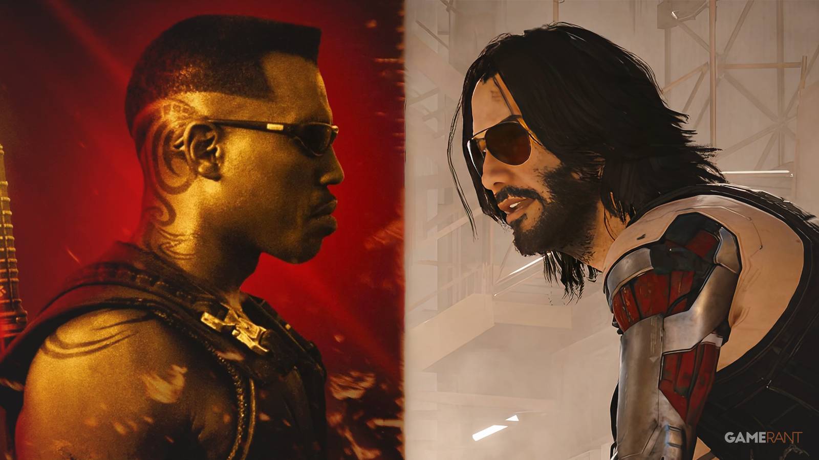 Wesley Snipes as Blade and Johnny Silverhand from Cyberpunk 2077