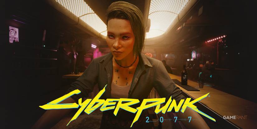 Cyberpunk 2077 Phantom Liberty Alena Alex Xenakis behind game logo