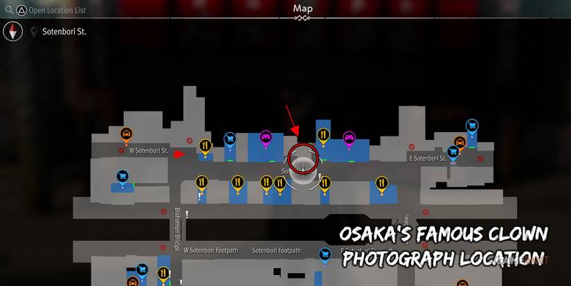 Location of Osaka's Famous Clown in Like a Dragon Gaiden.