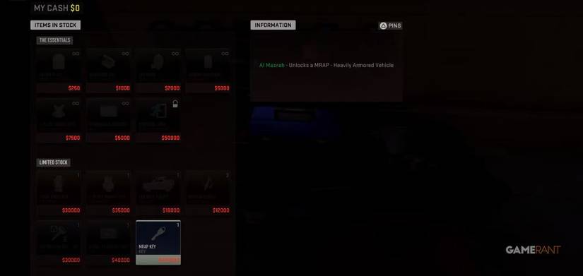 where to find mrap key for abandoned vehicle mission