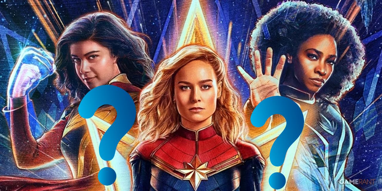 The Marvels Poster with question marks post-credits scenes