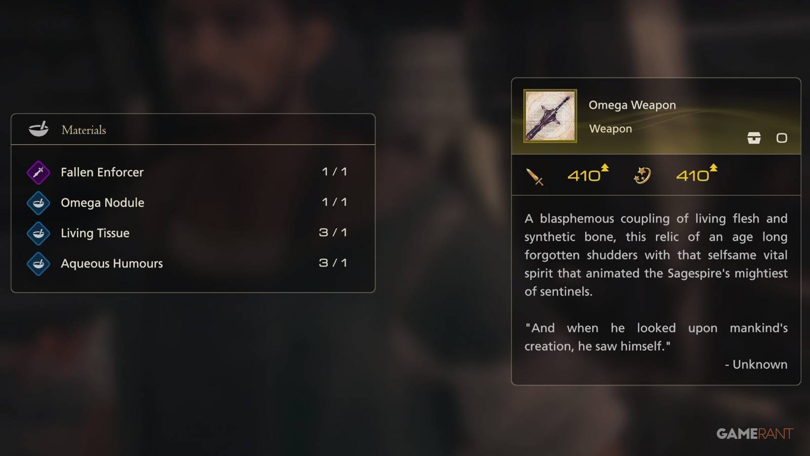 Crafting the Omega Weapon in Final Fantasy 16