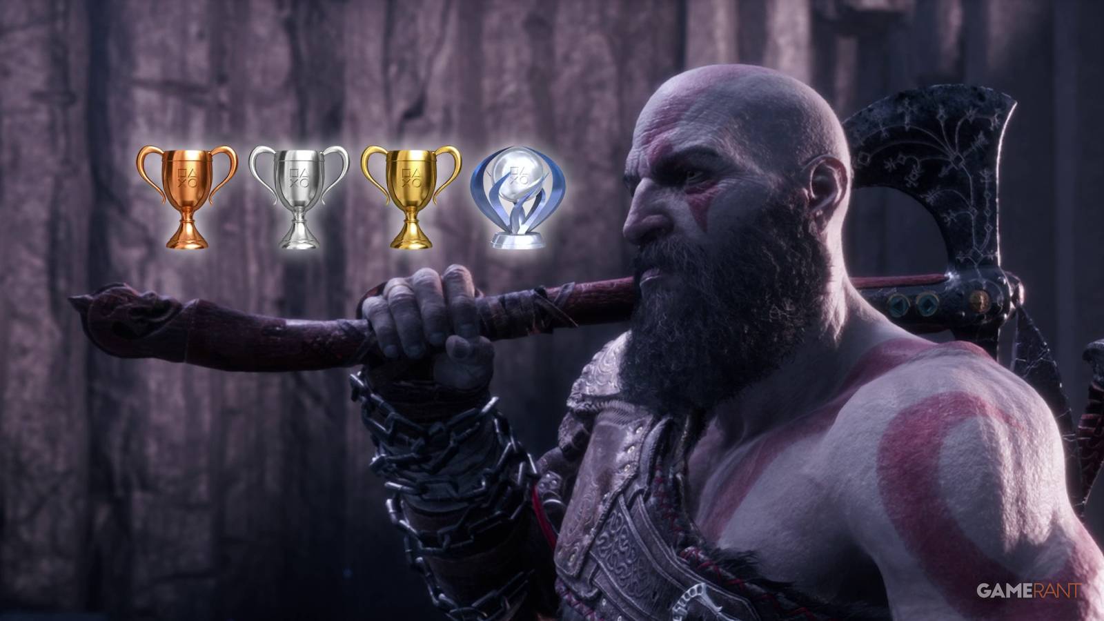Kratos and the PS5 Trophy icons