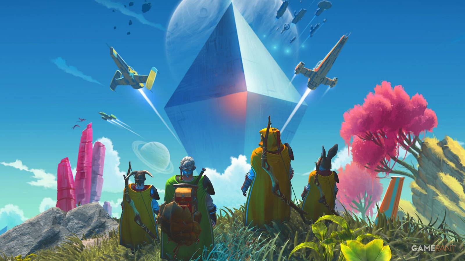 Light no Fire screenshot superimposed over promo art for No Man's Sky
