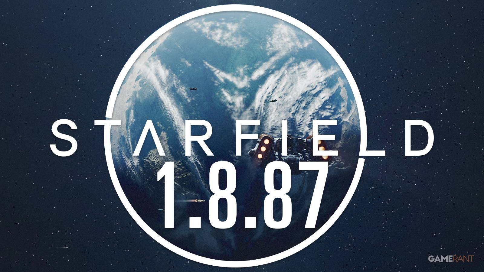 Starfield version 1.8.87 beta update mockup spaceship in planet orbit