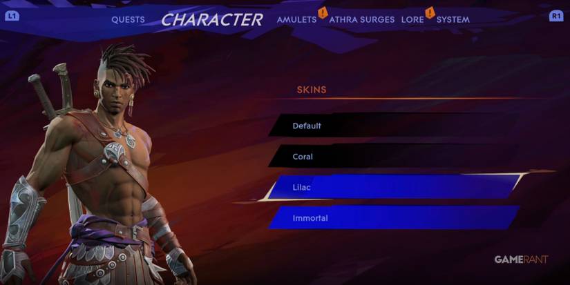 how to equip the lilac skin in prince of persia the lost crown.