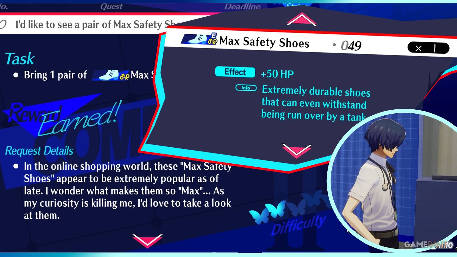persona 3 reload max safety shoes how to get feature