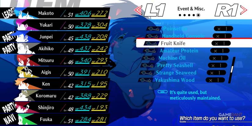 persona 3 reload request 56 fruit knife item