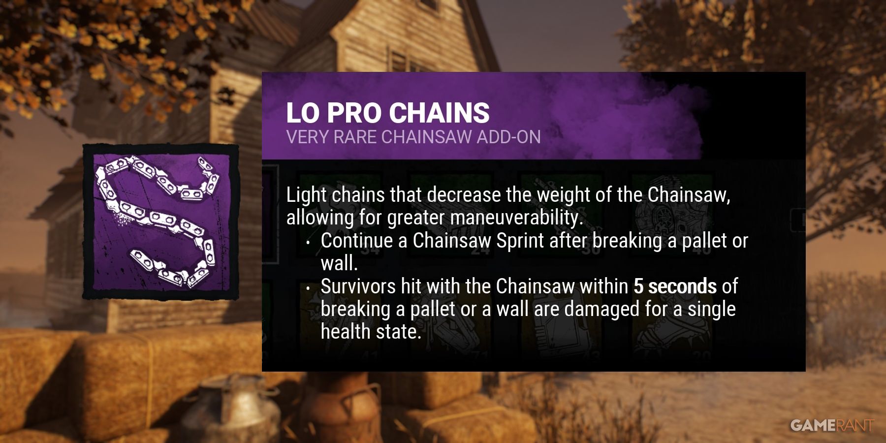 dead by daylight the hillbilly lo pro chains addon