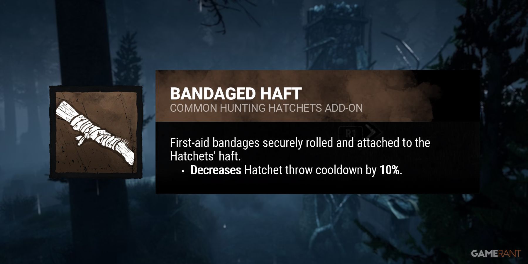 dead by daylight the huntress bandaged haft addon