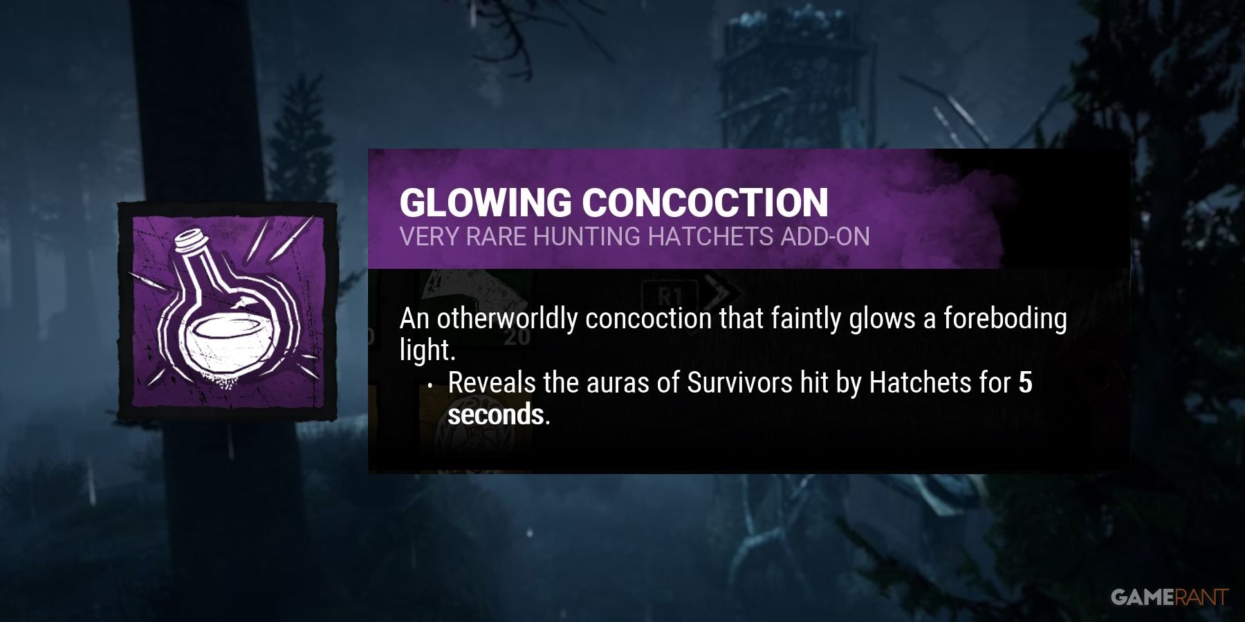 dead by daylight the huntress glowing concoction addon