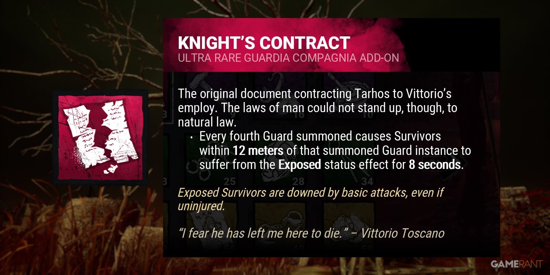 dead by daylight the knight knight's contract addon