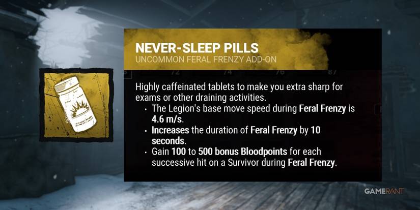 dead by daylight the legion never-sleep pills addon