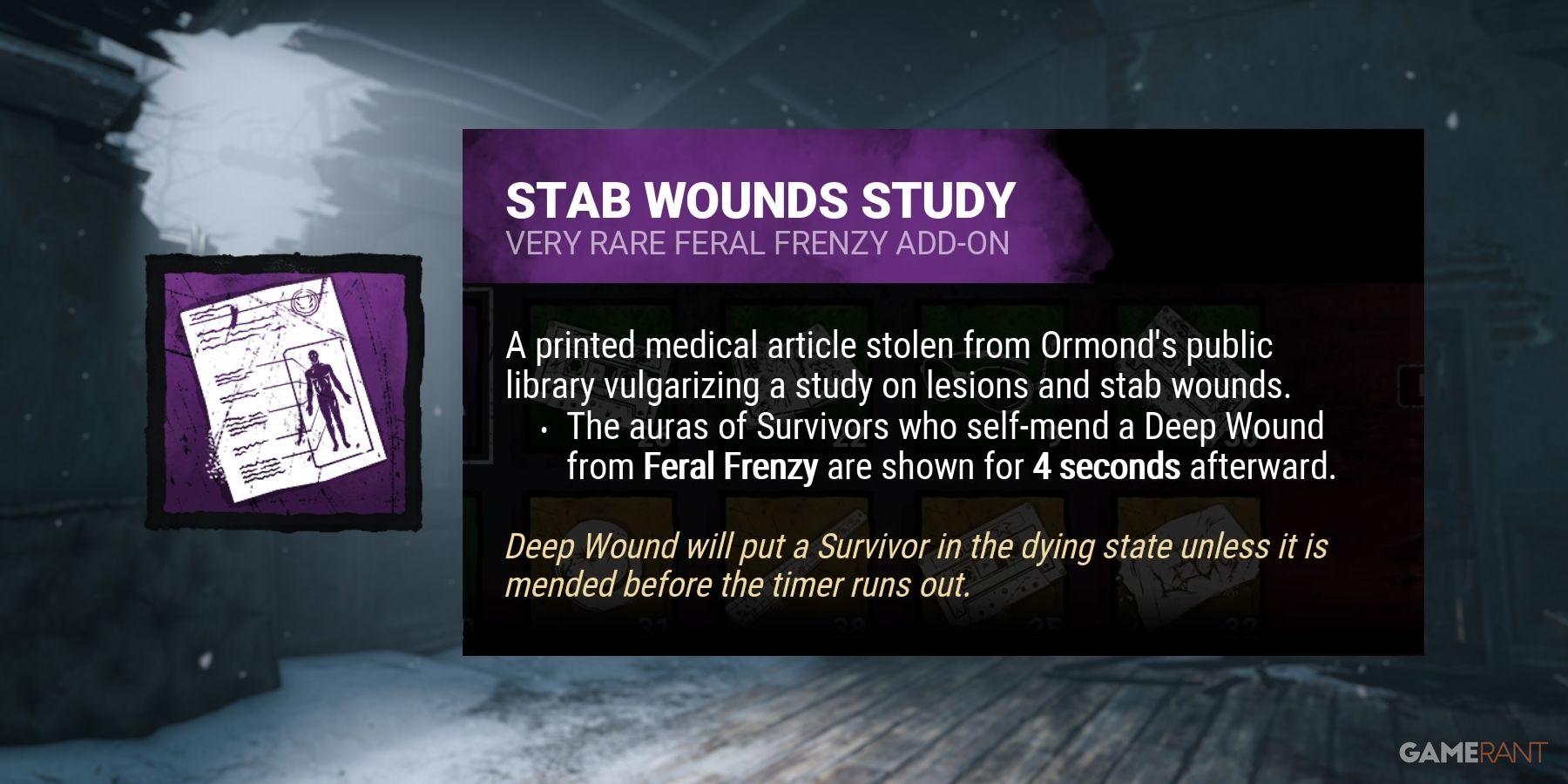 dead by daylight the legion stab wounds study addon
