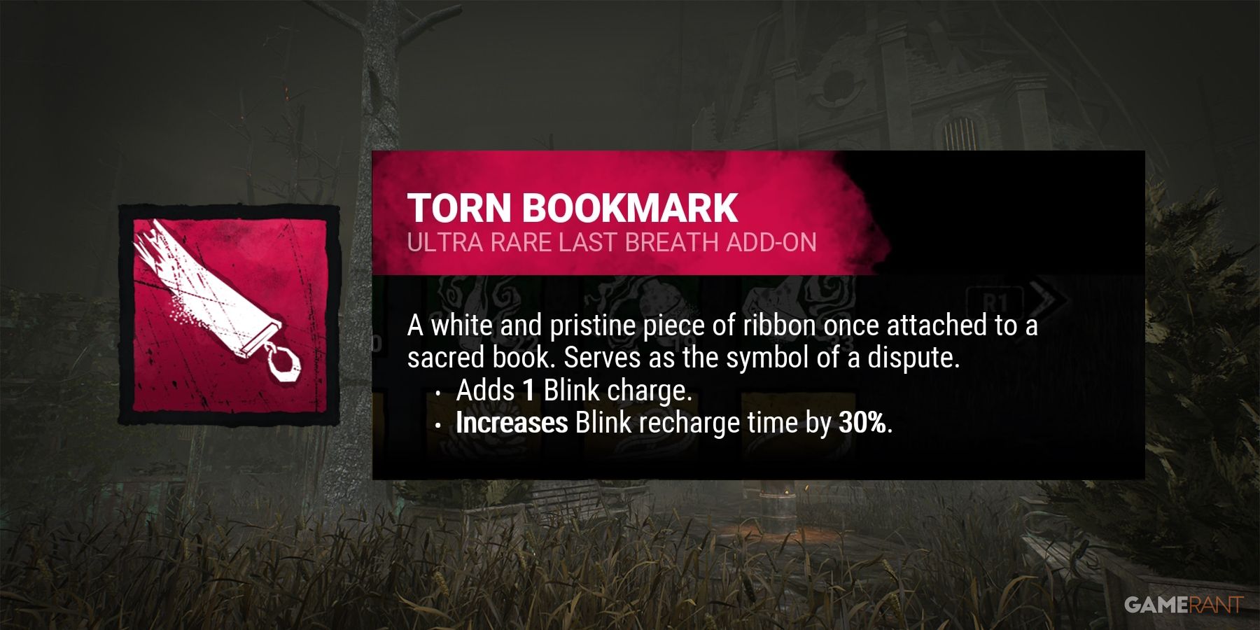 dead by daylight the nurse torn bookmark addon