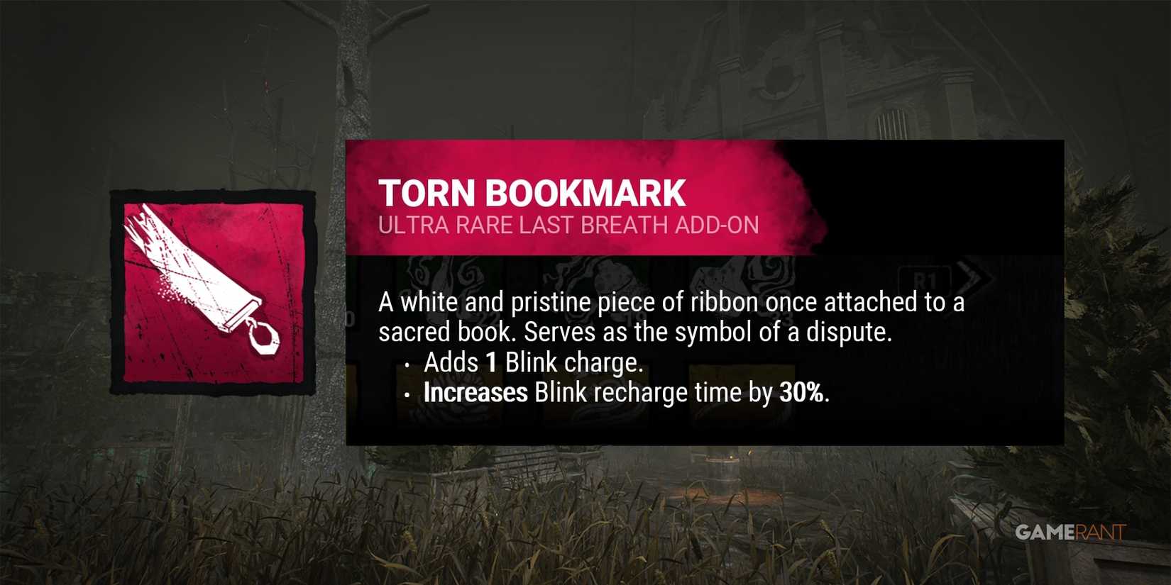dead by daylight the nurse torn bookmark addon