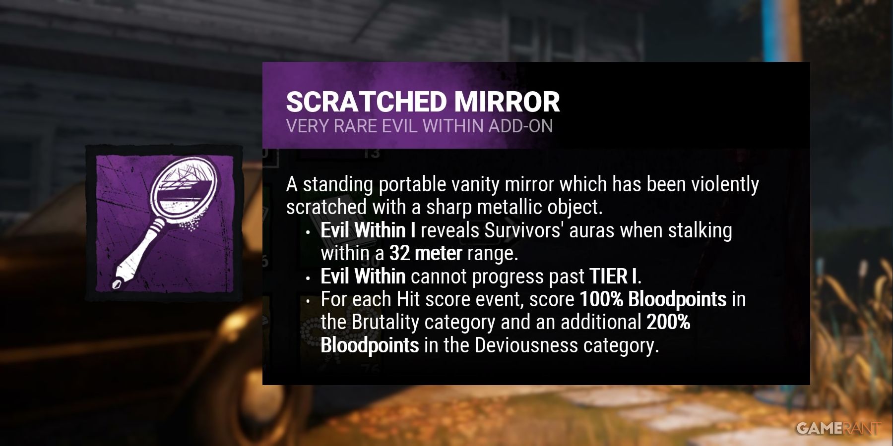 dead by daylight the shape scratched mirror addon