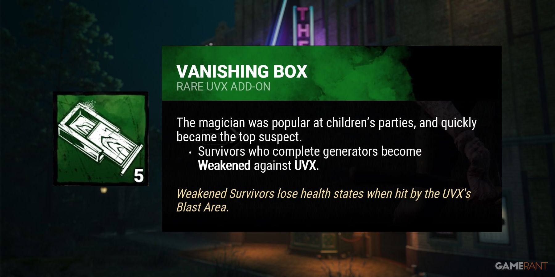 dead by daylight the unknown vanishing box addon