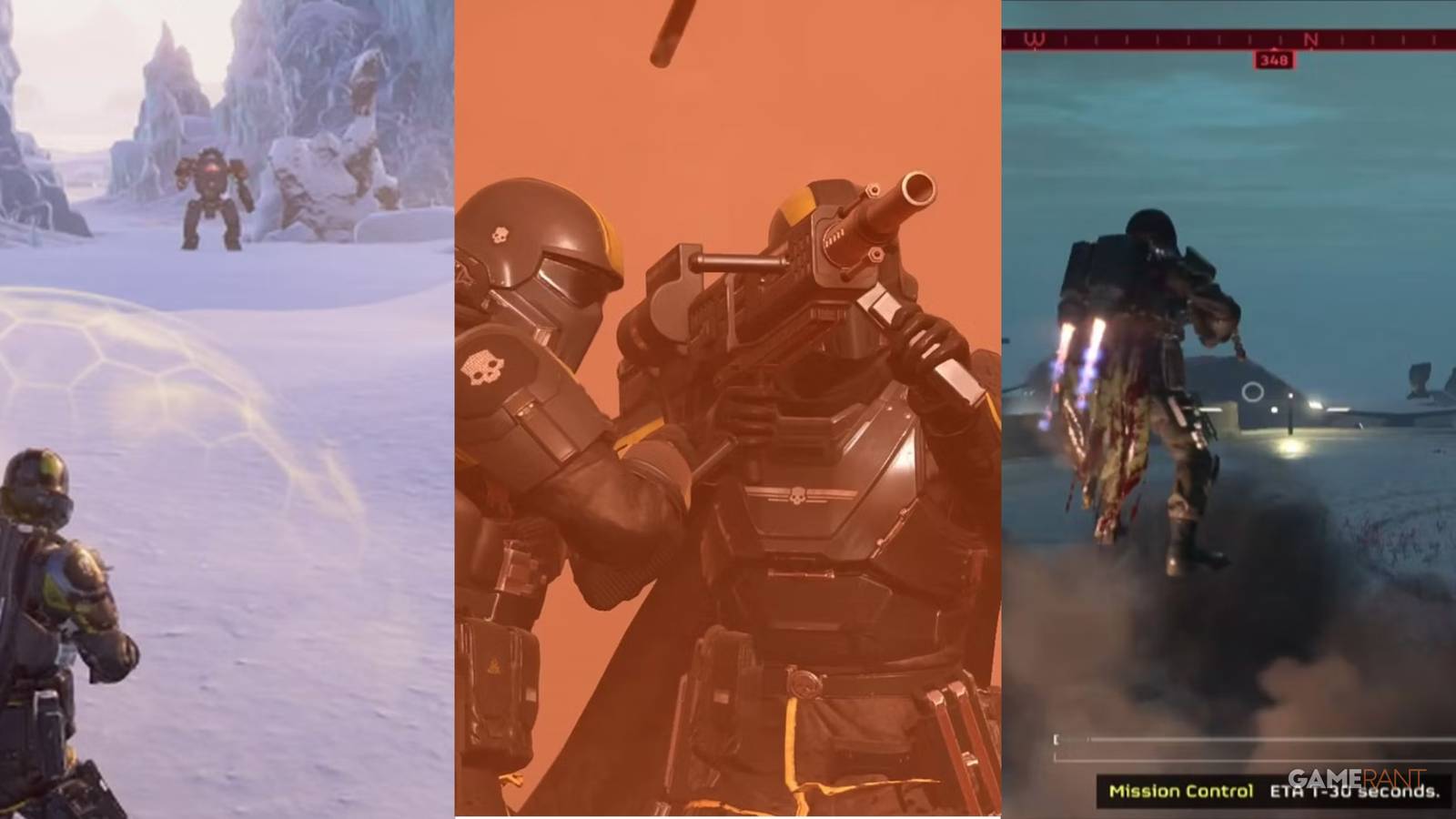 Shield Generator Pack, Autocannon, Jump Pack from Helldivers 2