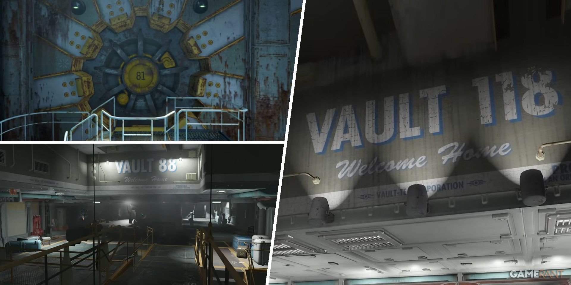 Three of the vaults from Fallout 4