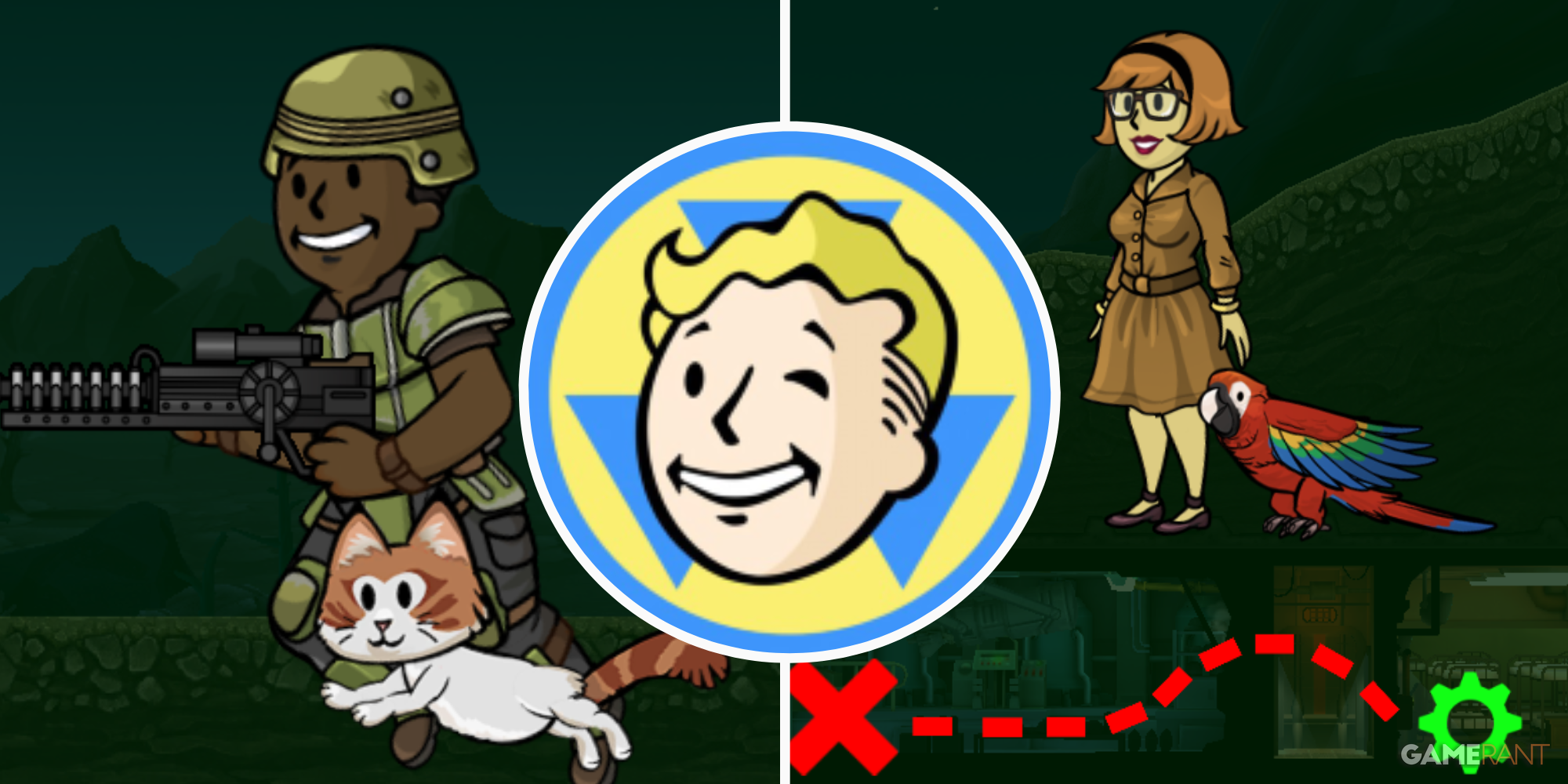 Fallout Shelter - Dwellers Exploring The Wasteland Split Image