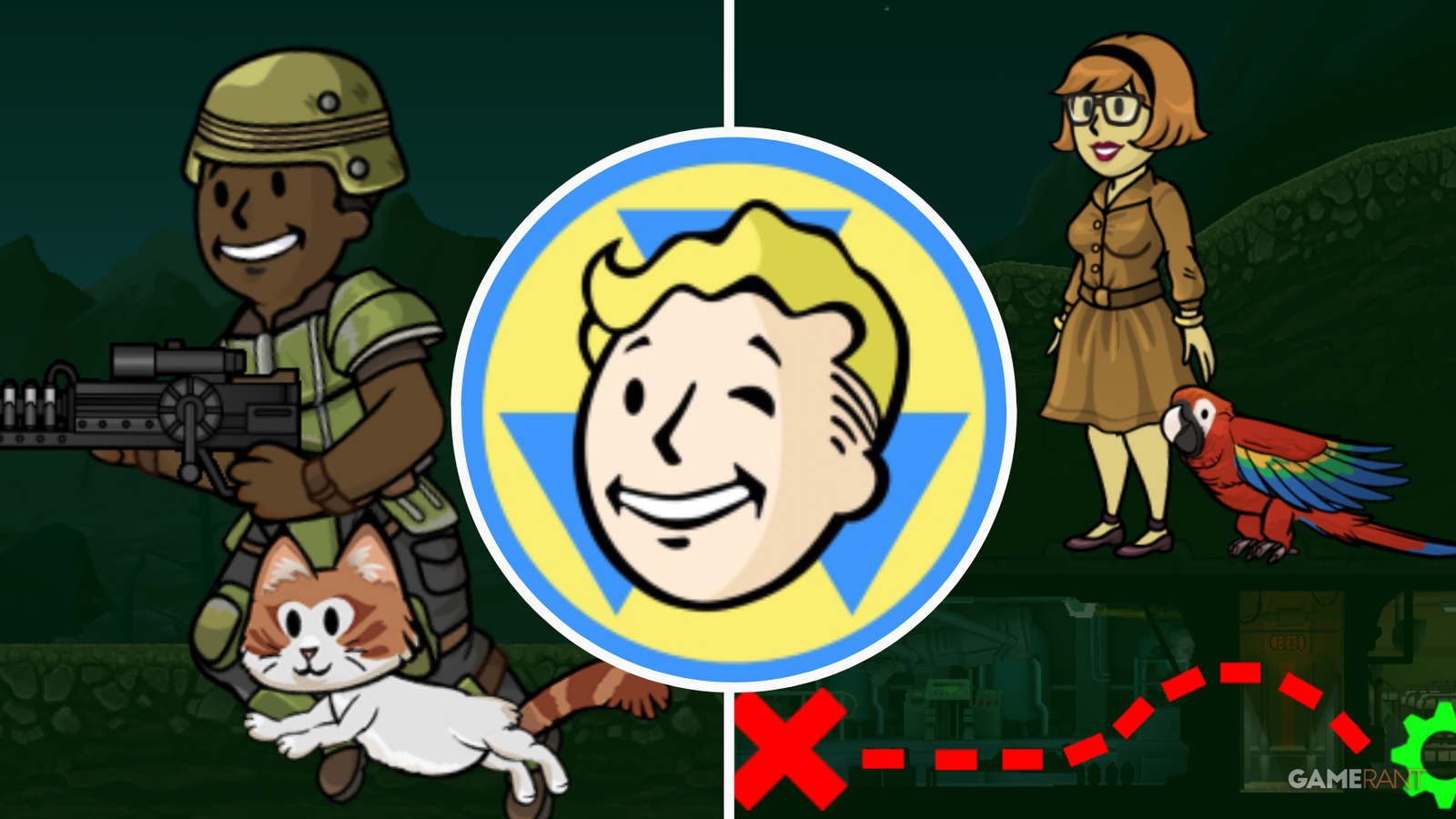 Fallout Shelter - Dwellers Exploring The Wasteland Split Image