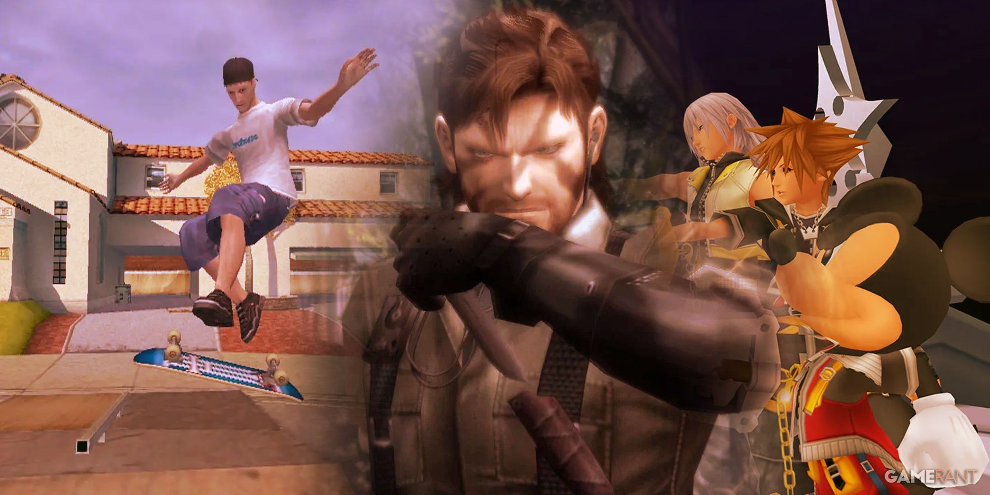 PS2 games Tony Hawk's Pro Skater 3, Metal Gear Solid 3: Snake Eater, Kingdom Hearts 2