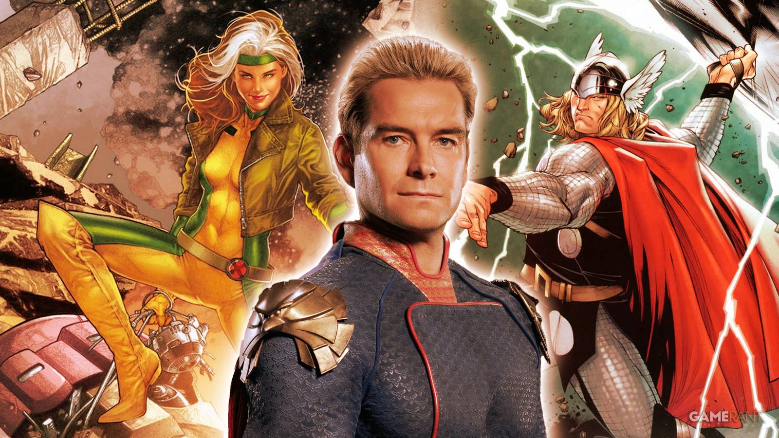 Marvel Characters Rogue, Thor, and Homelander