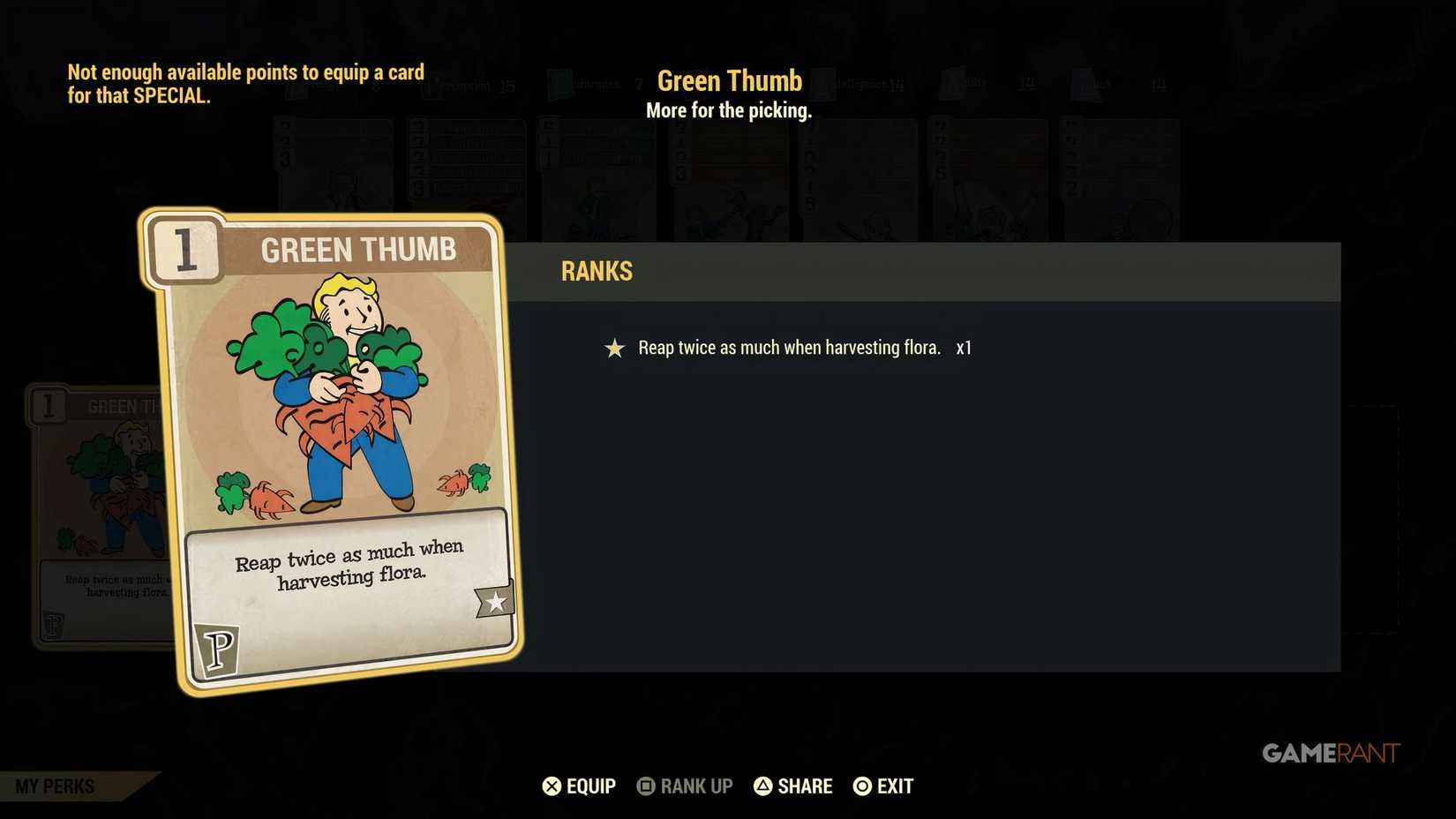 Green Thumb Perk in Fallout 76